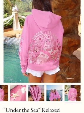 Disney Pink Palm Puff  'Under the Sea' Hooded Sweatshirt